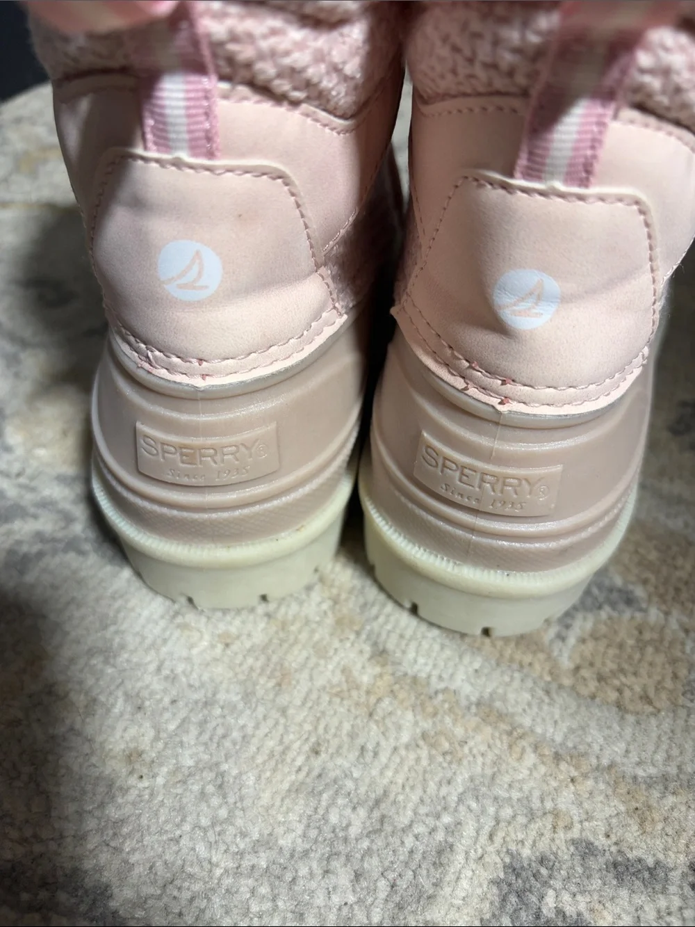 Sperry Girls' Blush Pink Lace-Up Waterproof Duck Boots